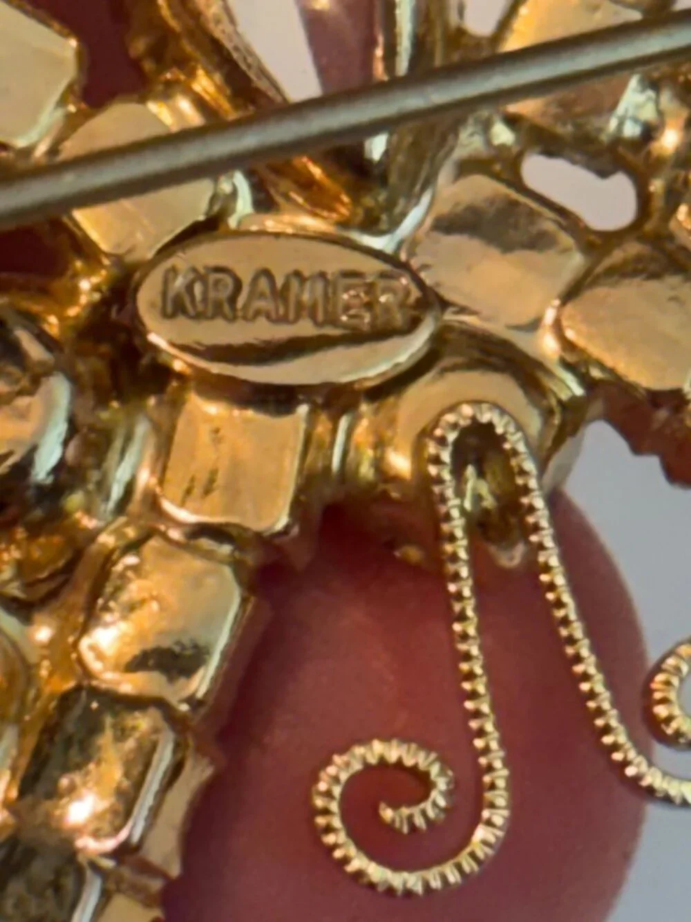 Vintage Kramer Rhinestone Butterfly Brooch Gold-Tone Crystal Pin Jewelry Collect